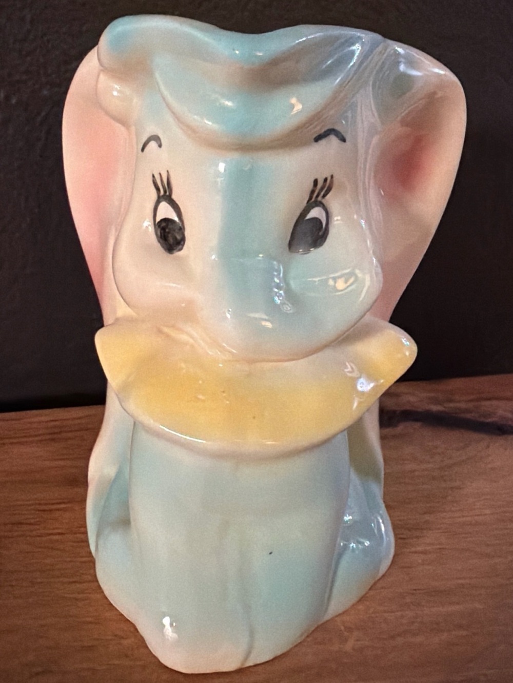 Vintage Disney Dumbo Ceramic Pitcher Leeds Pottery Mark 1940s USA Planter Vase